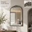 Armoire à pharmacie murale vintage Arch avec miroir et rangement, 40 x 63 cm, plateau sculpté et étagère réglable, noir antique