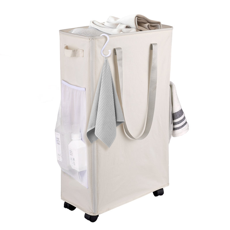 75L Laundry Basket With Wheel, Ivory