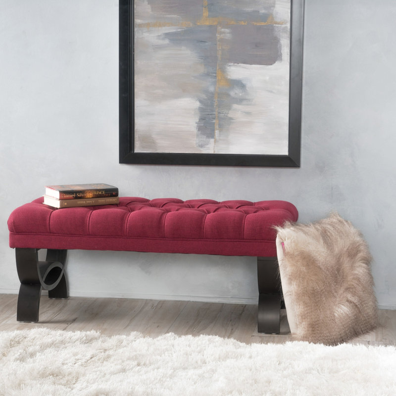 Banc contemporain avec repose-pieds, Rouge