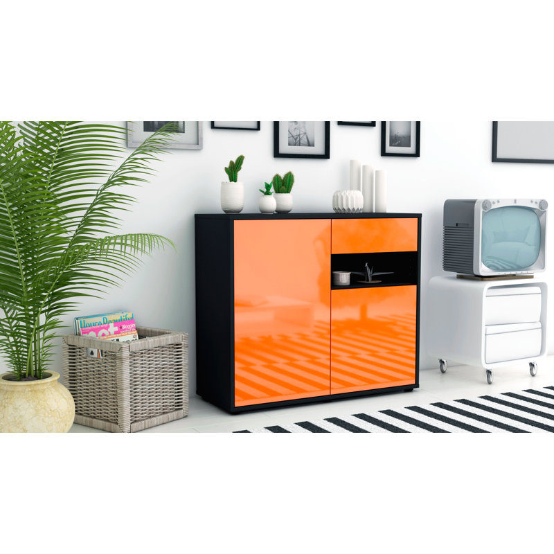 Rayburn 92cm Sideboard, Anthracite/High-gloss orange