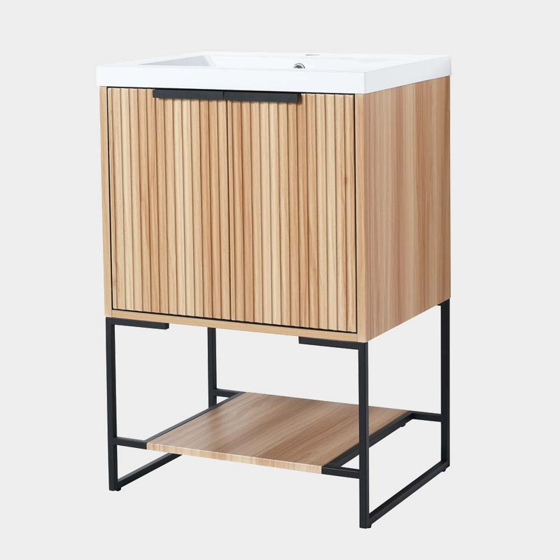 Ensemble de meuble-lavabo simple 18 po, Brun