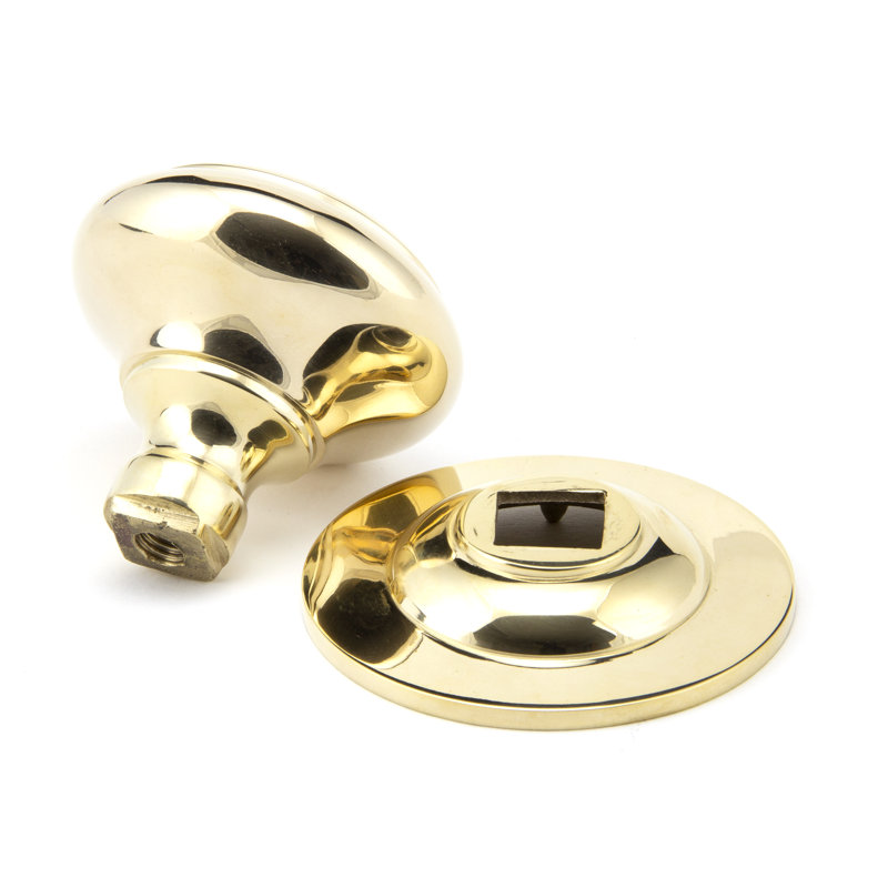 Round Centre Door Knob, Polished Brass