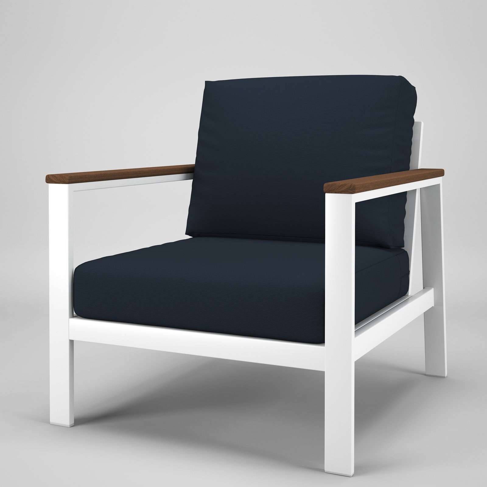 Townsend Sunbrella® Patio Lounge Chair, Canvas Navy, Brown