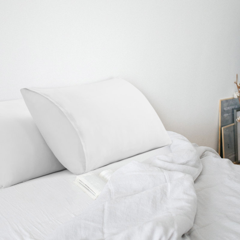 Taies d'oreiller en jersey extensible avec fermeture à enveloppe, Blanc, Taies d'oreiller pour grand lit