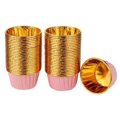 Restaurantware-Panificio 3.5 Ounce Baking Cups, 500 Greaseproof Foil Cups - Lids Sold Separately, Oven-Ready, Pink Foil Paper Muffin Liners, Microwavable, Disposable