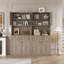 Armoire de cuisine moderne de 70 po de hauteur avec comptoir et station de charge - Huche de rangement cannelée autoportante avec 4 portes, tiroir et support