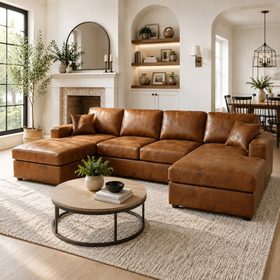 Canapé modulaire 120 po en similicuir caramel