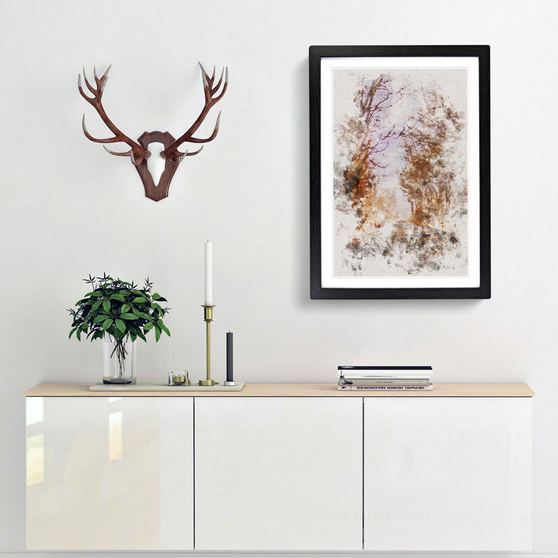A Road Through The Woods - Single Picture Frame Painting on MDF, 87cm H x 62cm W x 2cm D, Black Framed