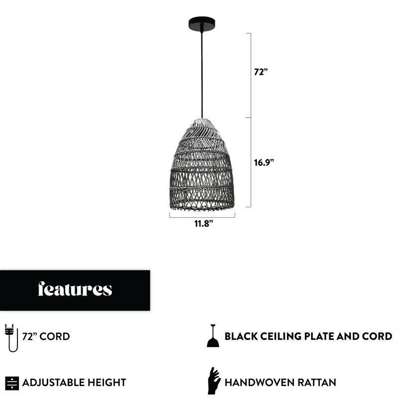 Luminaire suspendu en rotin naturel Musselman, gris