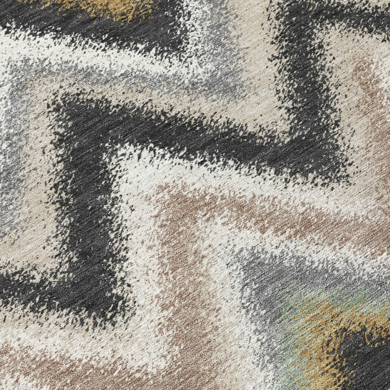 Machine Washable Indoor/Outdoor Chantille ACN2596 Geometric Rug, 1'8" x 2'6", Charcoal