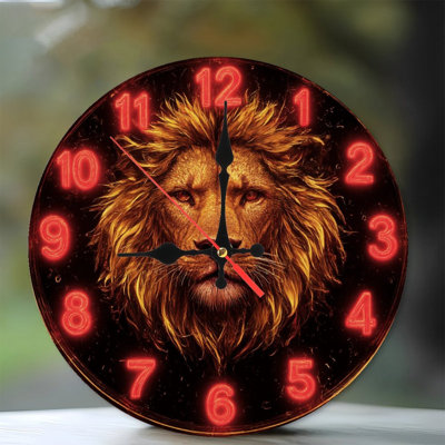 Horloge à chiffres lumineux avec lion