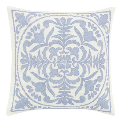 Laura Ashley Mila Blue Cotton Throw Pillow