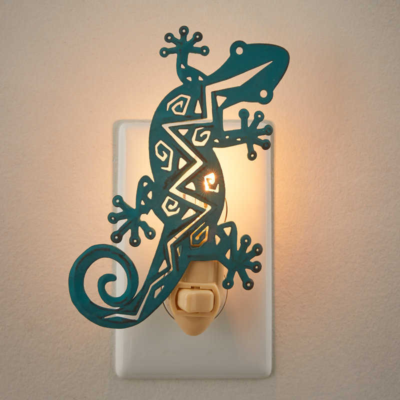 Turquoise Gecko Metal Night Light with 5-Watt Bulb