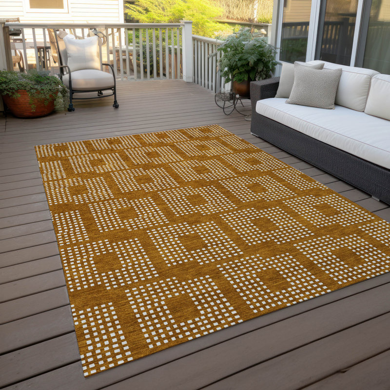 Malek Indoor/Outdoor Area Rug with Non-Slip Backing, Rectangle 5' x 7'6"