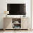 58" TV Stand With 2 Storage Cabinets, Media Console With Power Outlet and Adjustable Shelves, Modern TV Console For TVs Up To 65", Light Oak