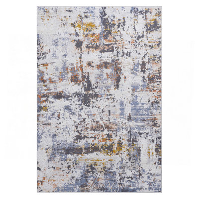 5X7 Ivory/Blue /Abstract Non-Shedding Living Room Bedroom Dining Home Office Stylish And Stain Resistant Area Rug