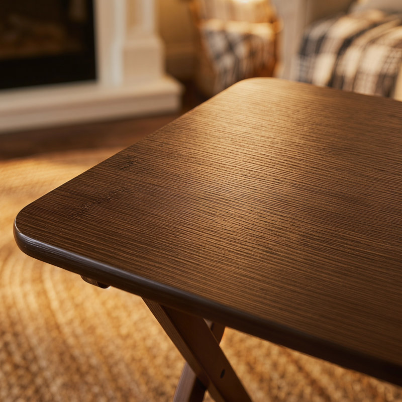 Table carrée pliante en bambou, table pliable portative brune