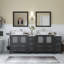  Meuble-lavabo autoportant moderne à double cuve 84 po avec plateau en marbre d'ingénierie et miroirs assortis-27042765