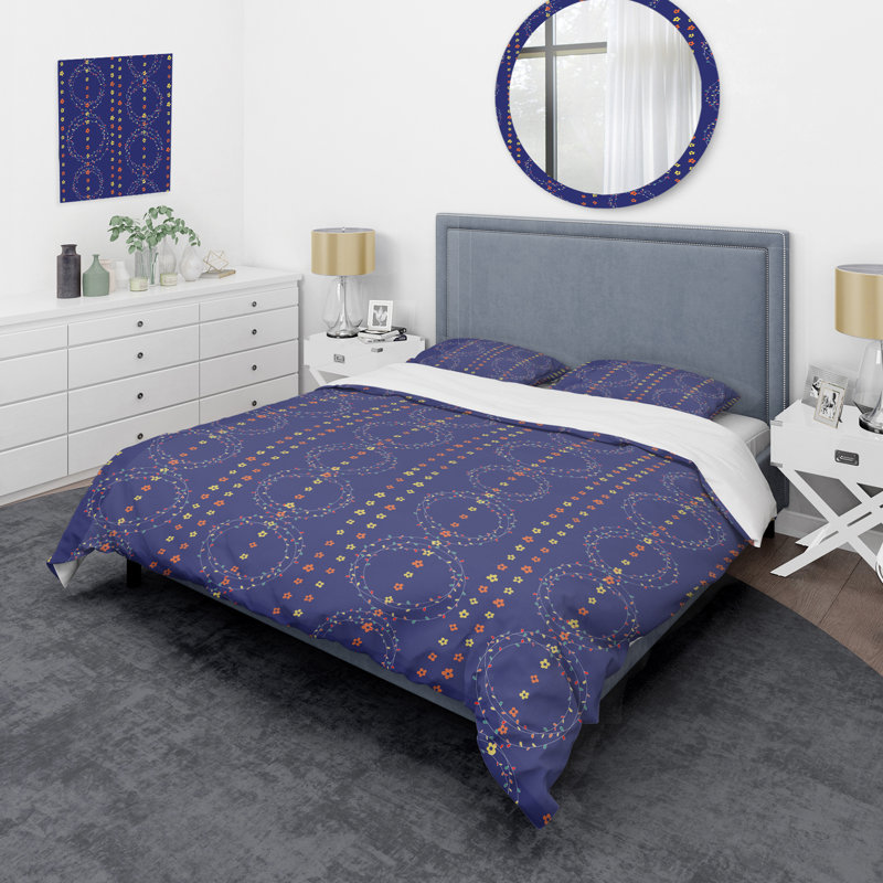 Motif à rayures bleues et brunes - Ensemble de housse de couette abstrait - Microfibre de polyester