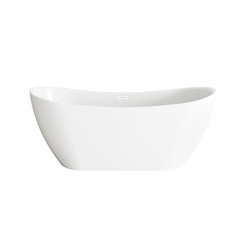 Baignoire de 67 pouces en blanc brillant avec garniture, Blanc poli