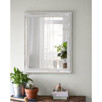 Mirror With Rustic Wood Frame Rectangle Hanging Mirrors For Wall Decorative For Bathroom Bedroom Farmhouse Living Room Entryway