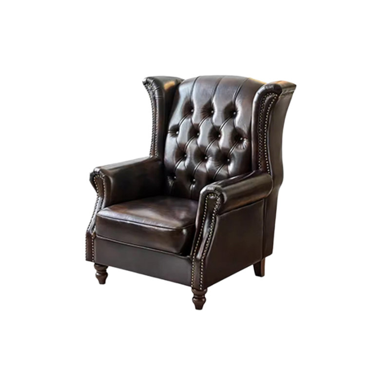 Fauteuil de style européen pasteur 33,4 po, Cuir brun foncé