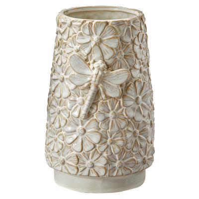 Dragonfly Vase White Stoneware Everyday