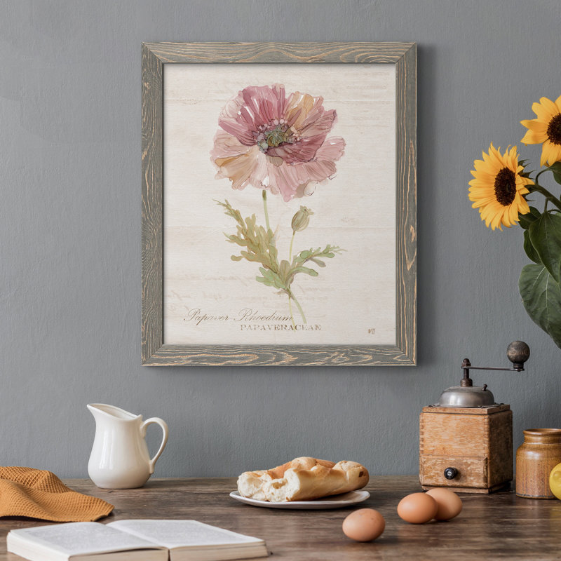 Soft Poppy - peinture sur toile encadrée, Gris, H 37,5 po x l 27,5 po x P 1,5 po