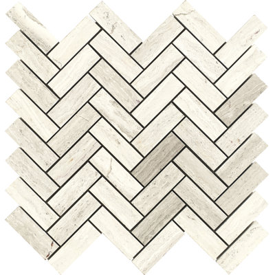 13" x 12" Marble Herringbone Mosaic Wall & Floor Tile