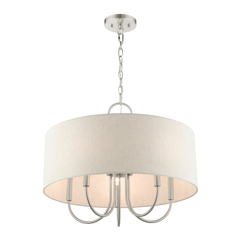Raymond 5 - Light Dimmable Drum Chandelier, Brushed Nickel