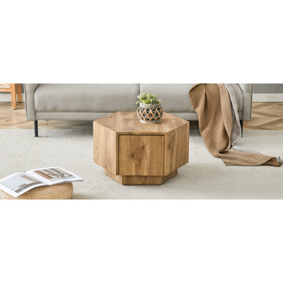 Simple et pratique! Table basse hexagonale en MDF avec tiroirs. Fabriquée à partir de matériaux de haute qualité, adoptant un design hexagonal unique, simple et élégant sans perdre en personnalité.