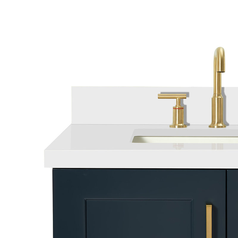 31 IN.  Single Bathroom Vanity, Oval, Midnight Blue, White Quartz