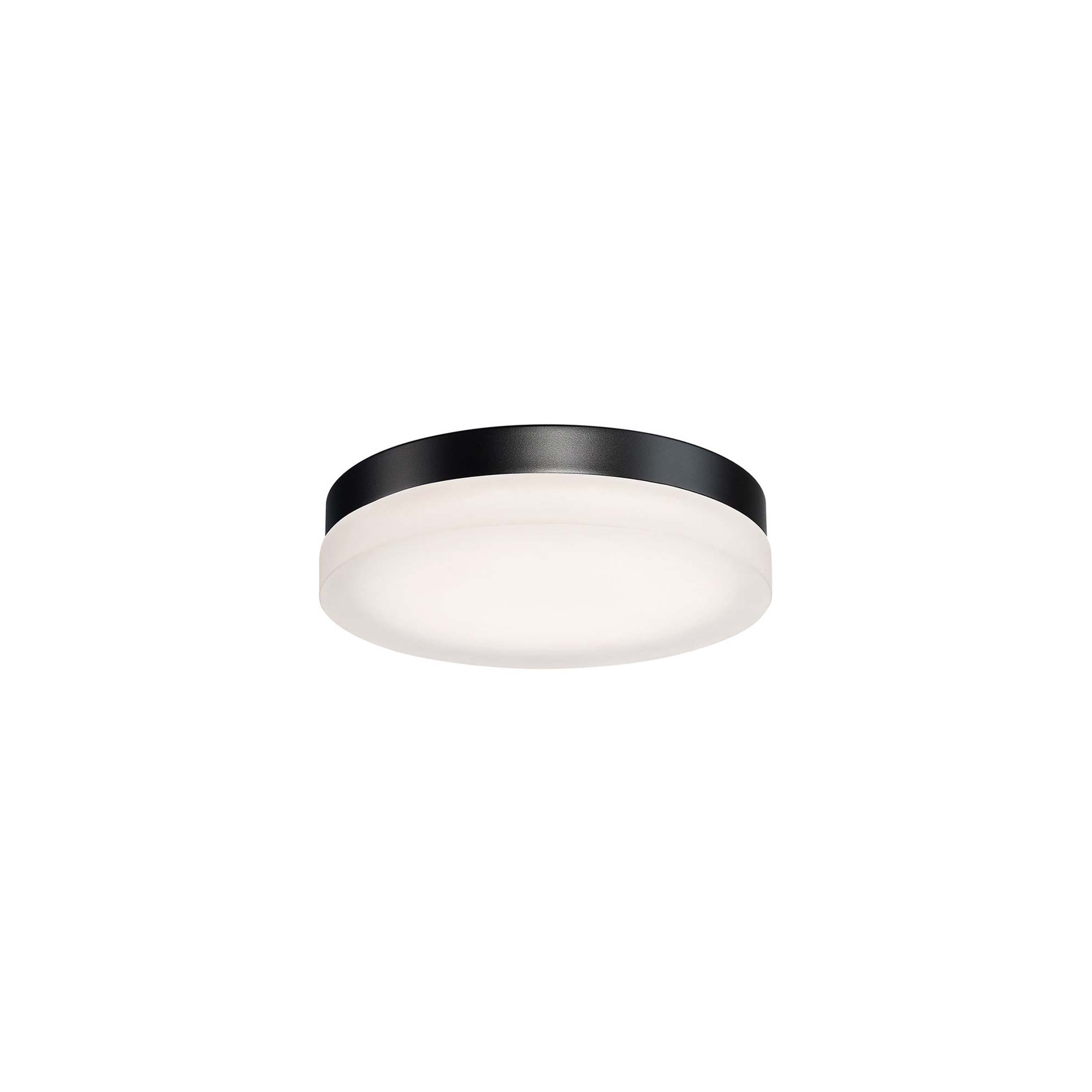 Single Light Glass LED Flush Mount, 2700K, Black, 2.5" H x 11" W x 11" D