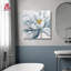 Impression d'art floral moderne peint à la main en bleu et blanc-1808608649