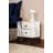 Modern Nightstand with Freesia Marble & Black Finish, 17.7 x 19.7 x 11.8 inches | 100% Melamine Coated Particle Board, Metal Legs | Stylish & Functional Accent Table for Bedroom & Living Room Décor-1057402157