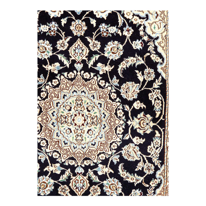 Mirutil Oriental Area Rug in Navy Blue