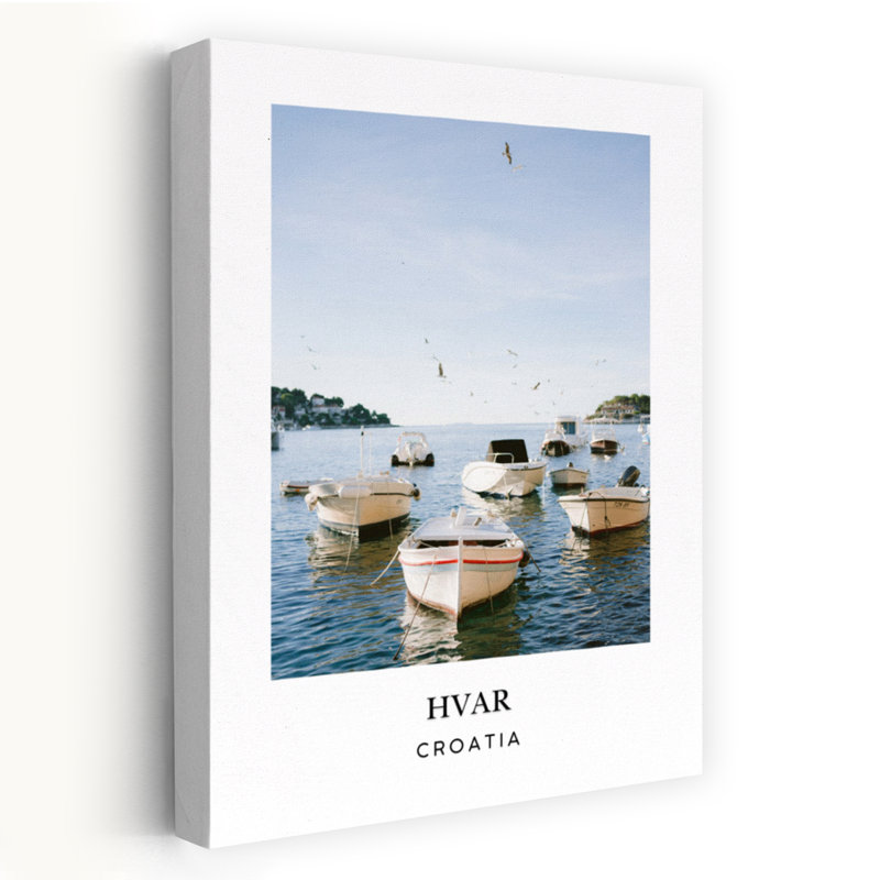 Affiche de voyage de Hvar, croatie, oiseau serein tranquille, océan côtier, art mural, H 18 po x l 12 po