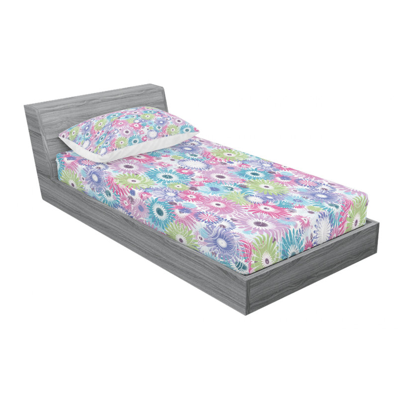 Microfiber Floral Sheet Set, Twin Sheet Set + Fitted Sheet + 1 Pillowcase