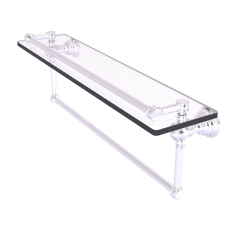 Étagère murale en verre Freyja Gallery, H 5,54 po x l 22 po x P 7,4 po, Chrome satiné