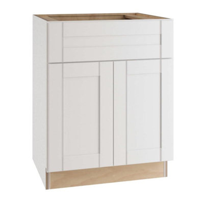Gallery Express Mercer Plywood Assembled 30 in. W X 24 in. D X 34.5 in. H Sink Base Kitchen Cabinet with Soft Close in White