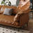 Brown Genuine Leather Modular Sofa cushion Threeseat-436961549