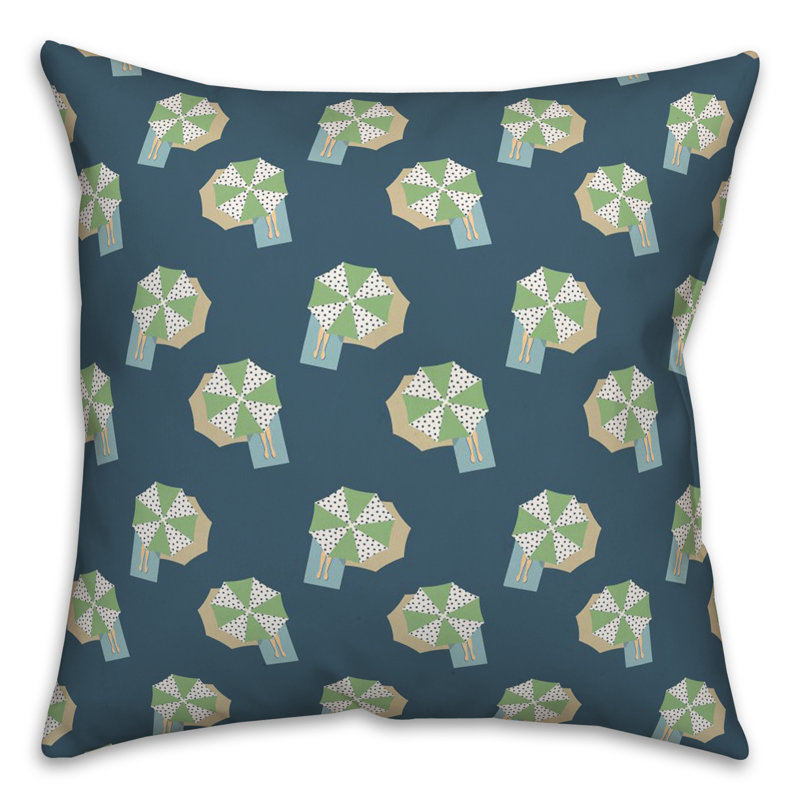 Toile Reversible Throw Pillow, Navy Blue/Green