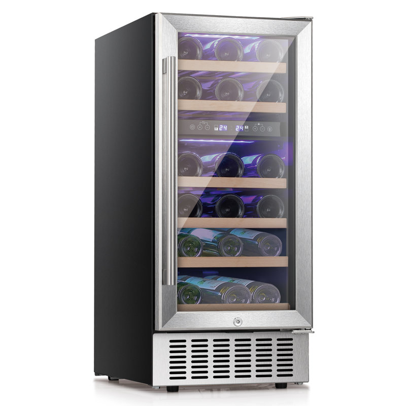 YUKOOL 15'' 28 Bottle Dual Zone Built-In Wine & Beverage Refrigerator