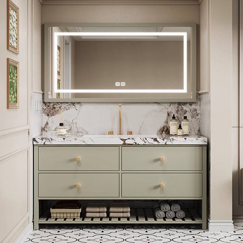 Armoire de salle de bain moderne et simple, H 33,5 po x l 47,2 po x P 21,7 po, Vert clair