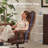 Big and Tall Reclining Office Chair with Footrest, Ergonomic Executive Leather Computer Desk Chair with Adjustable Height, 400lbs Capacity, Heavy Duty Swivel Chair with Thick Cushioned Armrests, Brown-1960068040
