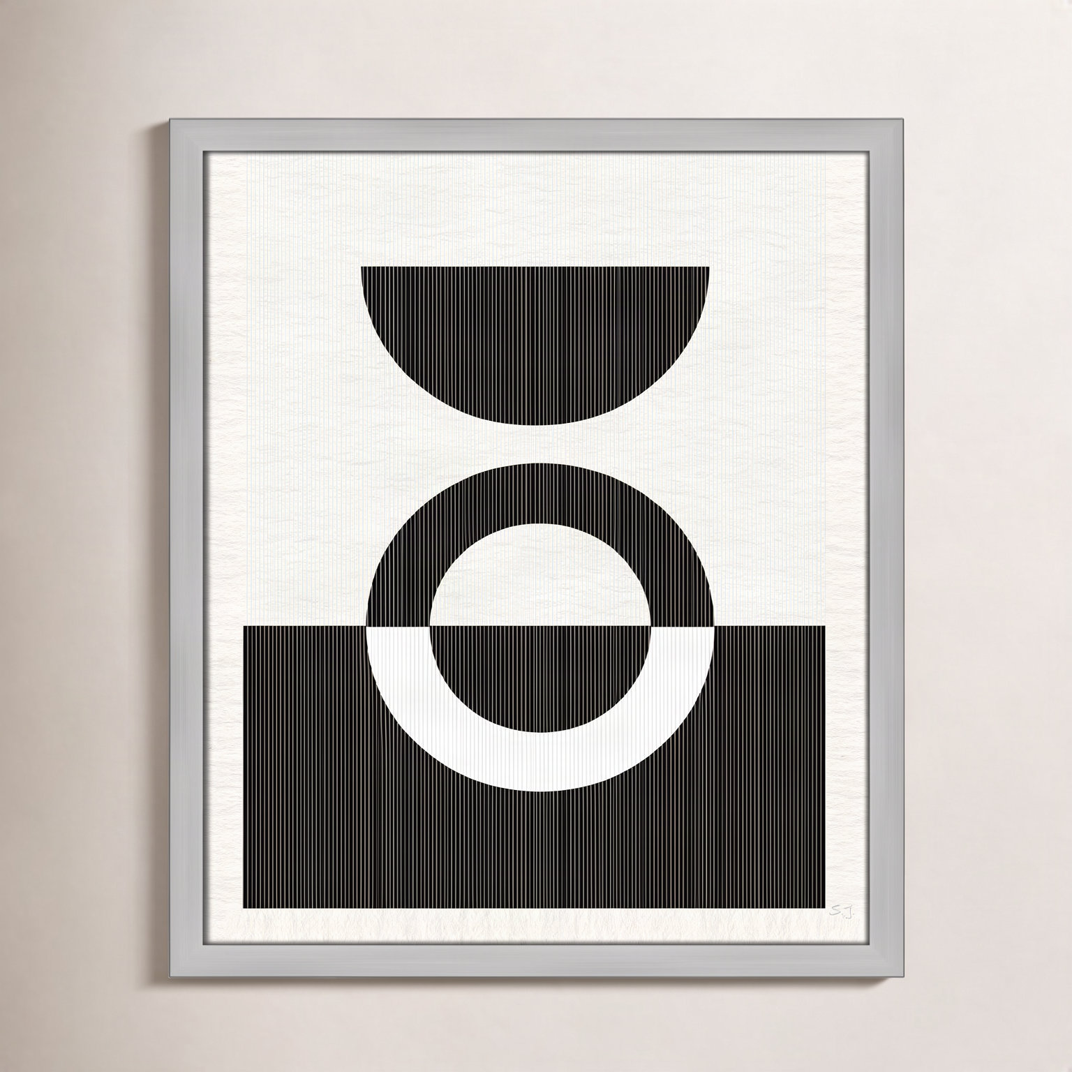 Eclipse III, Matte Silver Framed, 19" H x 16" W x 0.75" D