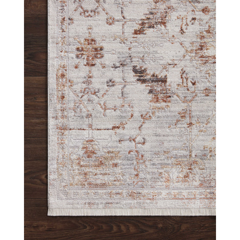Oriental Area Rug in Silver/Sunset, Square 1'6"