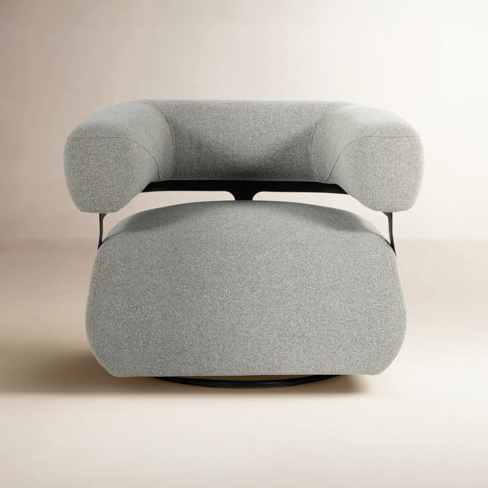 Lize Genuine Leather Swivel Barrel Chair, Torrance Silver