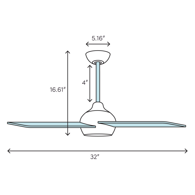32'' Ceiling Fan, Satin Nickel with Satin Nickel Blades