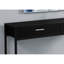 Console de salon - stratifié noir, 2 tiroirs, table d'appoint avec pieds en métal avec pieds de rangement optionnels, stratifié pour entrée